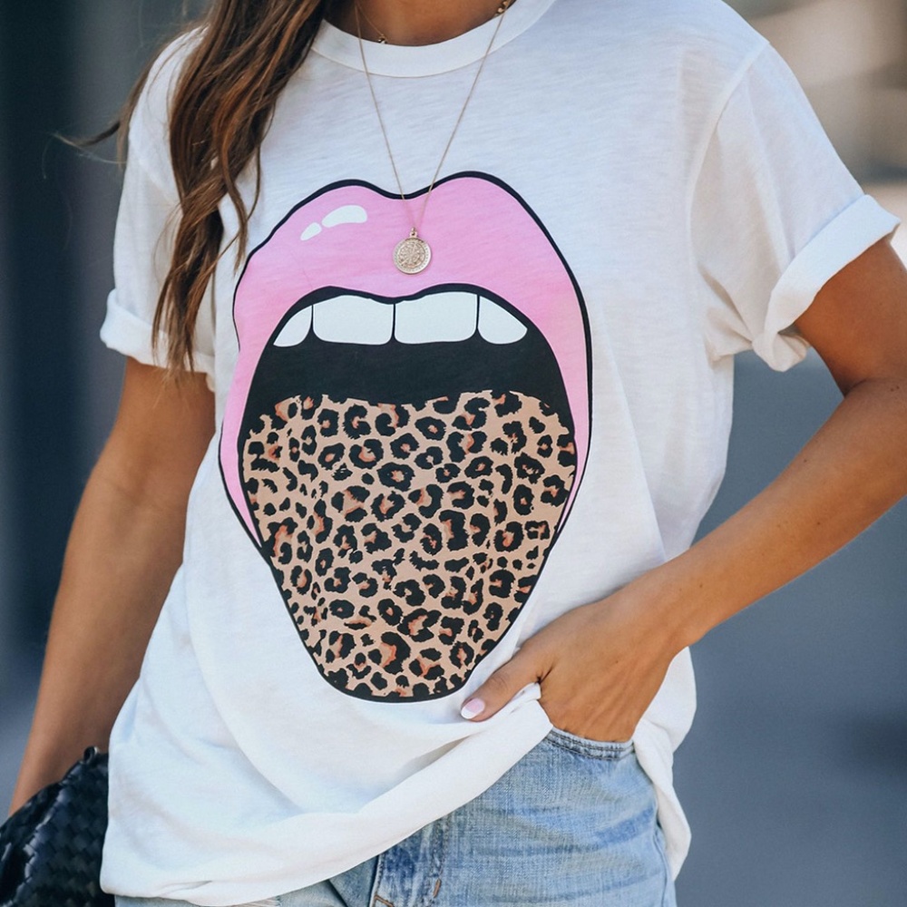 ⚡️Cheetah Print Tongue Tee ⚡️